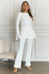 HELLO MOLLY Cozy Holidays Ribbed Pants Cream