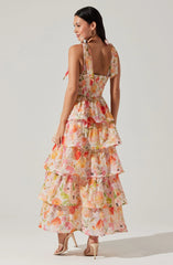 Zirconia Tie Strap Tiered Dress