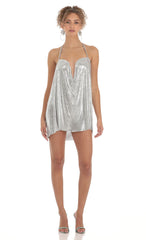 Safina Chainmail Shirt Dress in Silver