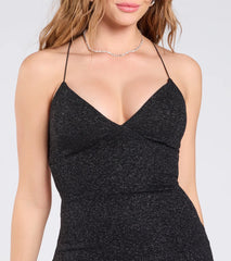 Popular Girlie Strappy Back Glitter Mini Dress