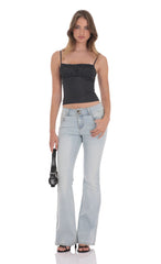 Low Rise Flare Jeans in Light Denim