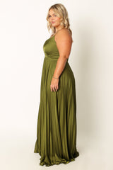Naira Pleated Maxi Dress - Palm Green