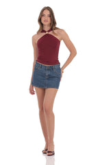 Gold Embellished Top in Burgundy