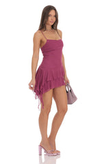 Mesh Tassel Dress in Plum