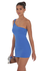 One Shoulder Cutout Dress in Blue