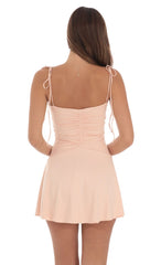 Ruched Dress in Beige