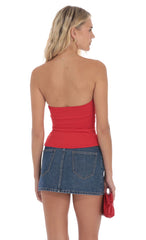 Ruched Tube Top in Red