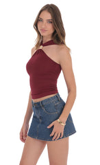 Gold Embellished Top in Burgundy