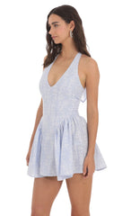 Floral Striped Halter Dress in Blue