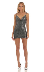 Silver Sequin Bodycon Dress in Black