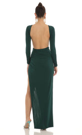Open Back Maxi Dress in Green