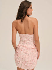Raspberry Rose Strapless Mini Dress