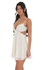 Cutout Fit and Flare Dress in Ivory