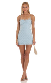 Ruffle Floral Dress in Sky Blue