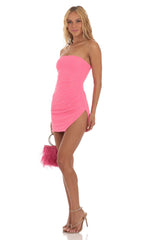 Mesh Rhinestone Dress in Pink