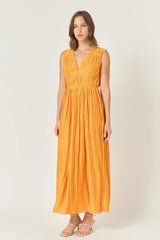 Pleated Straps Detail Midi Dress