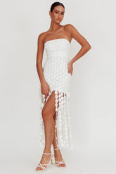 Elio Circle Trim Strapless Mini Dress White