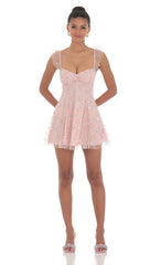 Sequin Glitter Fit and Flare Dress in Pink