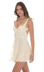 Sequin Embroidered A-Line Dress in Cream