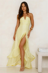 Full Of Energy Halter Maxi Dress Yellow