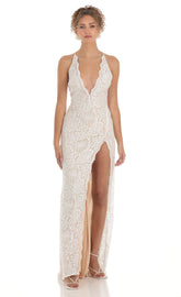 Lace Maxi Dress in White