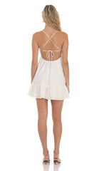 Front Tie Babydoll Dress in White