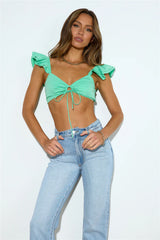 HELLO MOLLY Rosy Hearts Crop Top Green