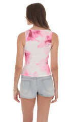 Floral Square Neck Top in White