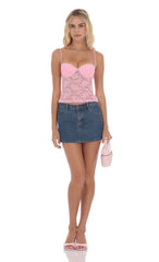 Sheer Lace Top in Pink