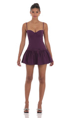 Double Bow Drop Waist Dress in Purple