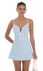 Outline Front Tie Dress in Blue