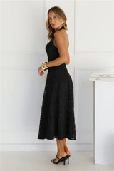 Disco Daze Halter Midi Dress Black