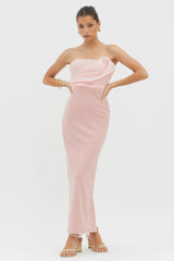 Karaline Strapless Bust Accent Maxi Dress Blush