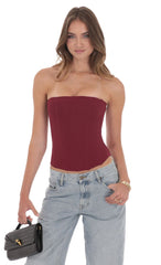 Strapless Corset Top in Maroon