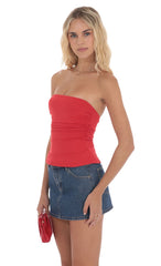 Ruched Tube Top in Red