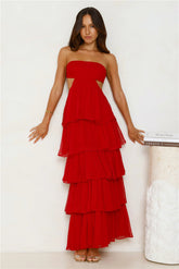 Luxe Mode Strapless Maxi Dress Raspberry