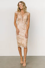 Jacqueline Embossed Midi Dress | Champagne