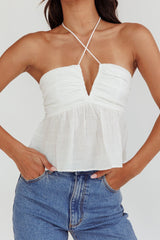 Asiah Halter Neck Cami Top Off White