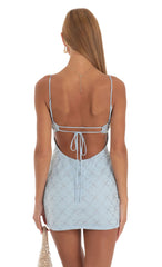 Ruffle Floral Dress in Sky Blue