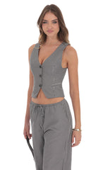 Pinstripe Buttoned Vest in Grey