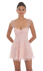 Sequin Glitter Fit and Flare Dress in Pink