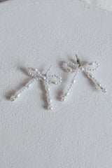 Anita Bow Stud Earrings Pearl