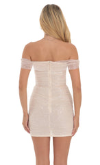 Sequin Corset Dress in Cream