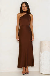 Luxe Experience Satin Maxi Dress Brown