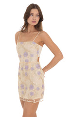 Gold Floral Mesh Dress