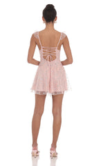 Sequin Glitter Fit and Flare Dress in Pink