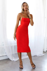 HELLO MOLLY Cant Afford Me Midi Dress Red