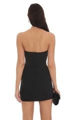 Front Bow Strapless Dress in Black
