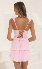 Ruffle Corset Dress in Pink