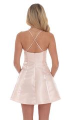 Sheen Fit and Flare Dress in Pink